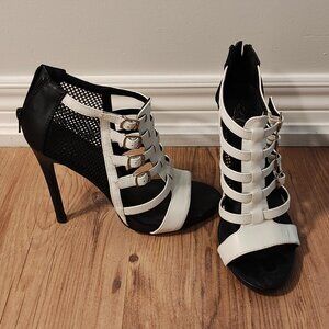 Black and White Mesh High Heels - Sz 8.5
